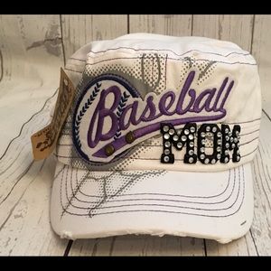 Baseball MOM White Cotton Cadet Hat